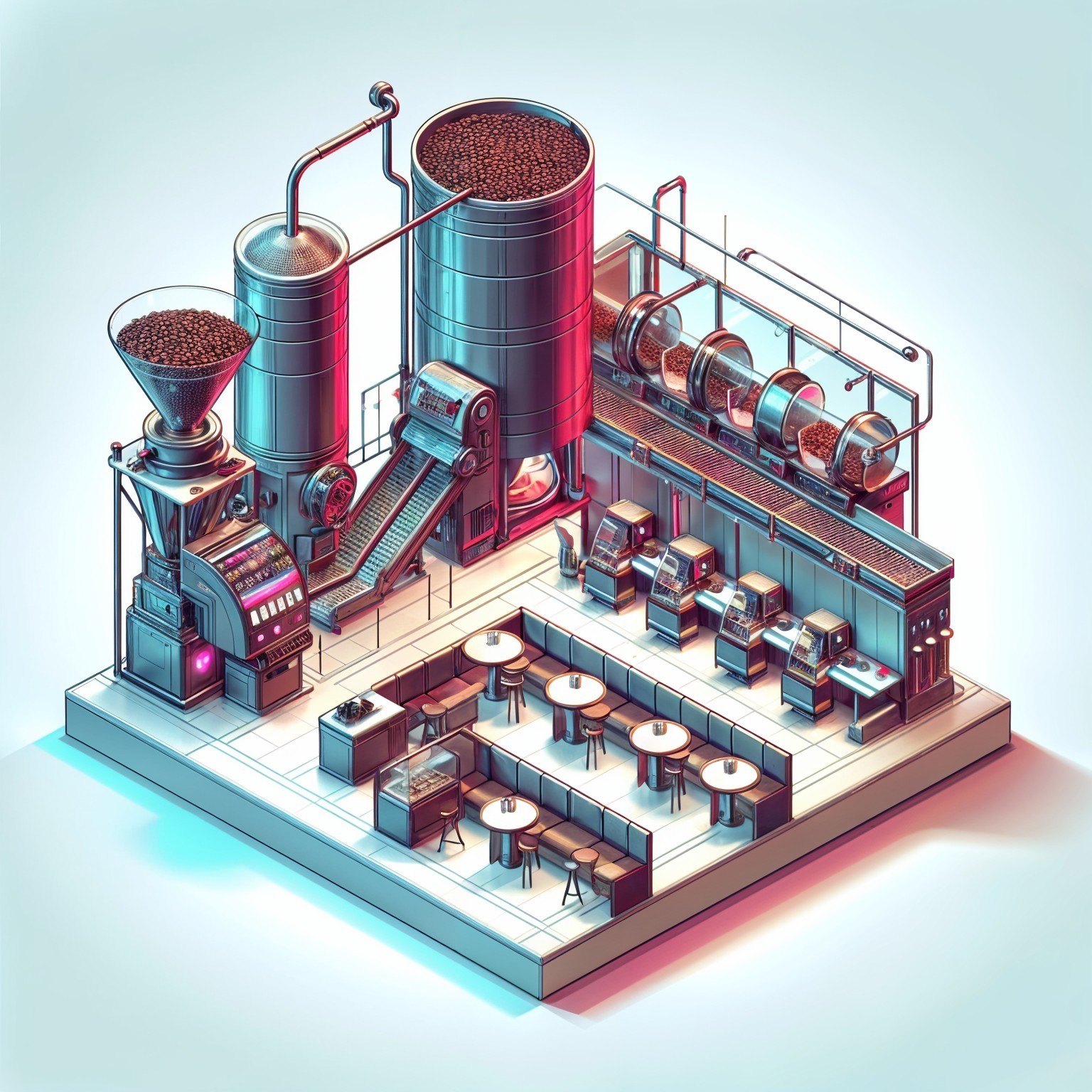 Stylized Coffee Production Facility with Modern Design