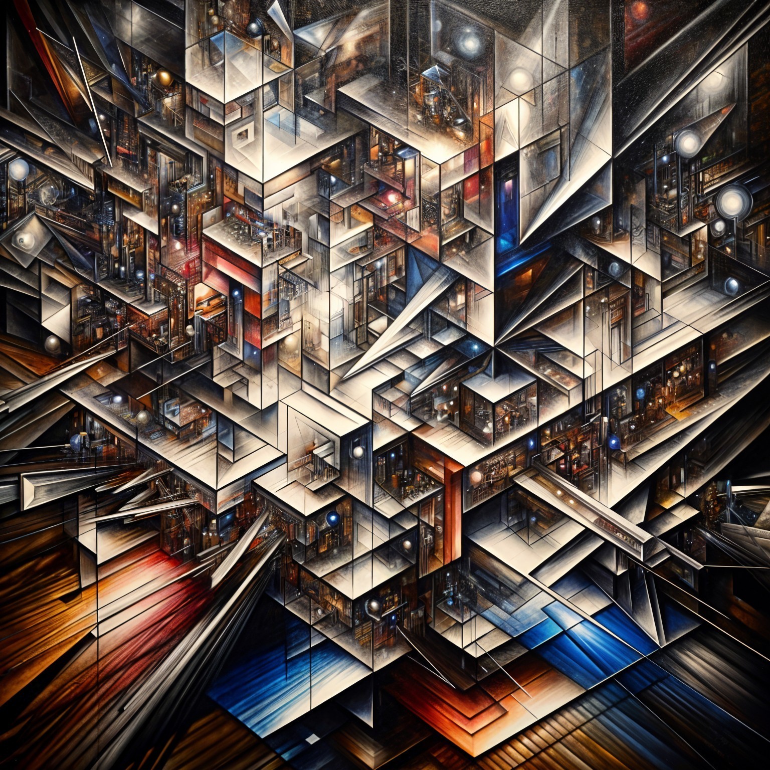 Intricate Abstract Structure with Geometric Shapes