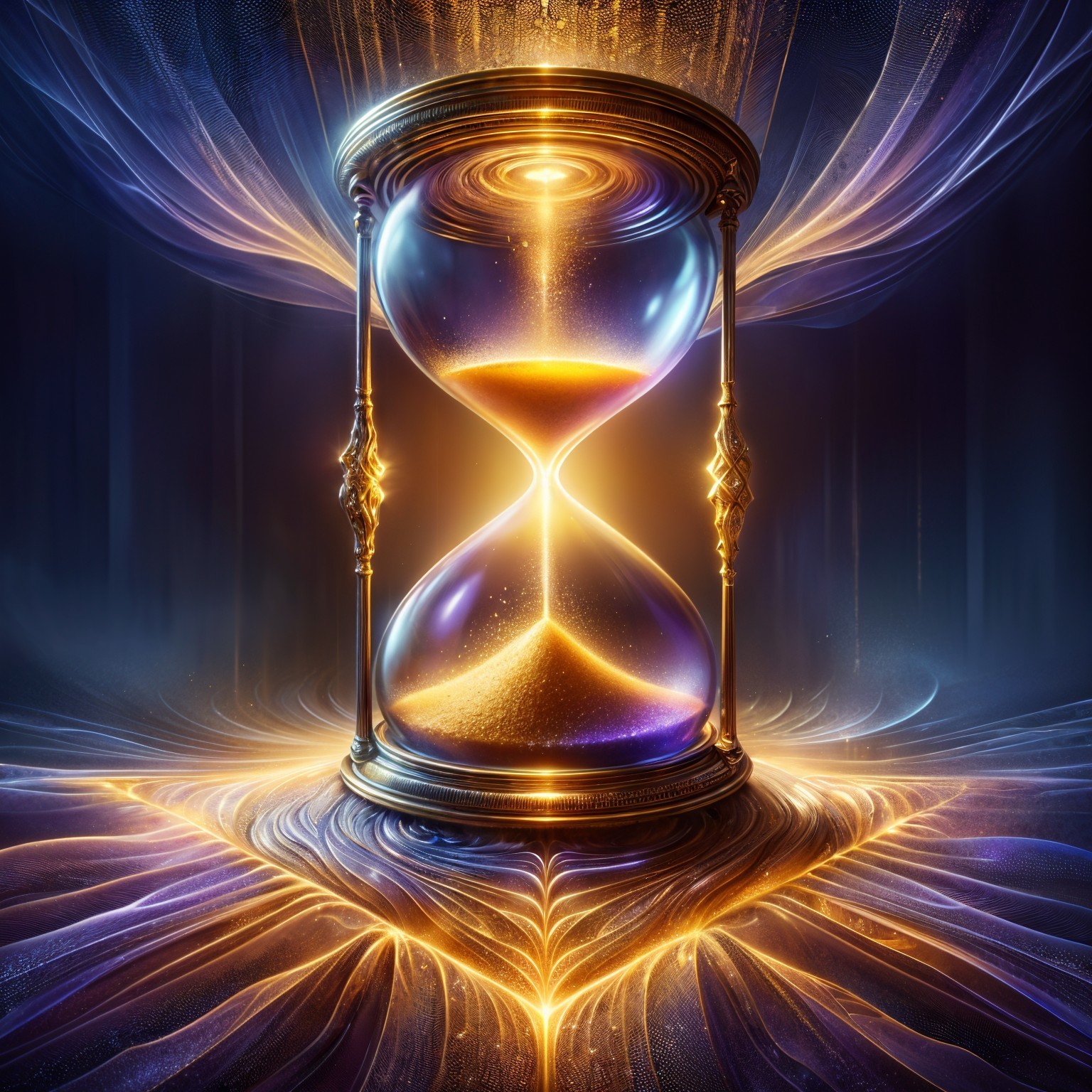 Ornate Hourglass in a Mystical Light Scene