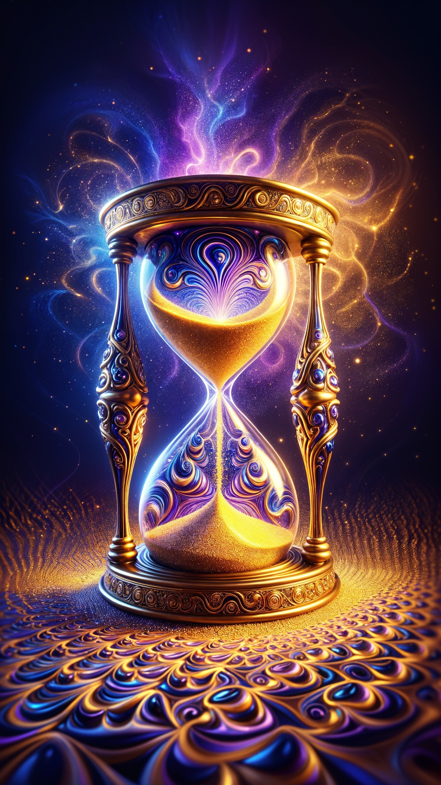 Intricately Designed Hourglass with Shimmering Sand