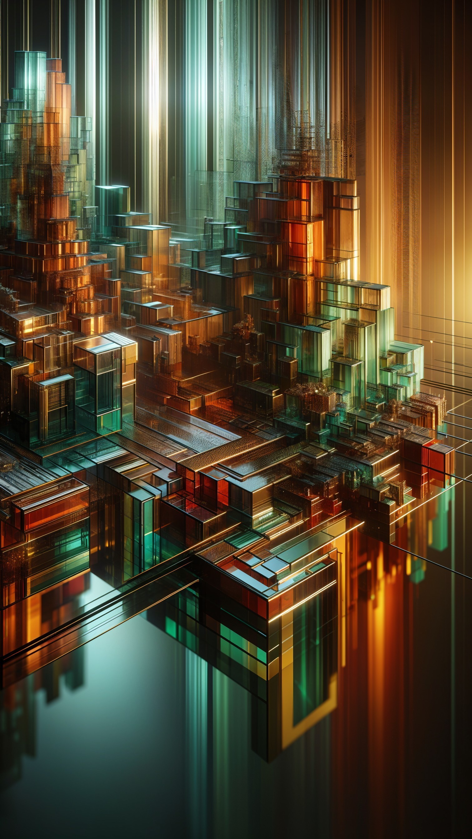 Abstract Composition of Futuristic Cityscape Elements