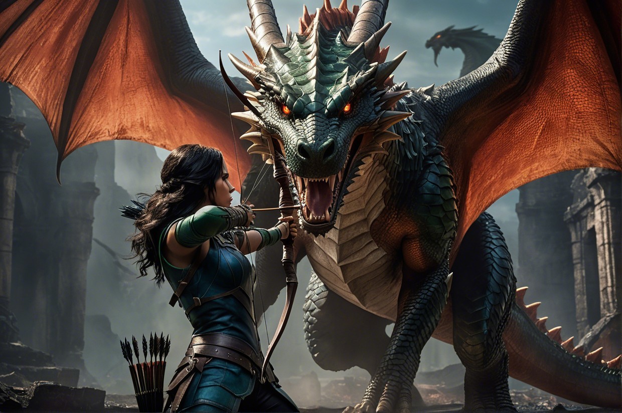 Warrior and Dragon Prepare for Epic Confrontation