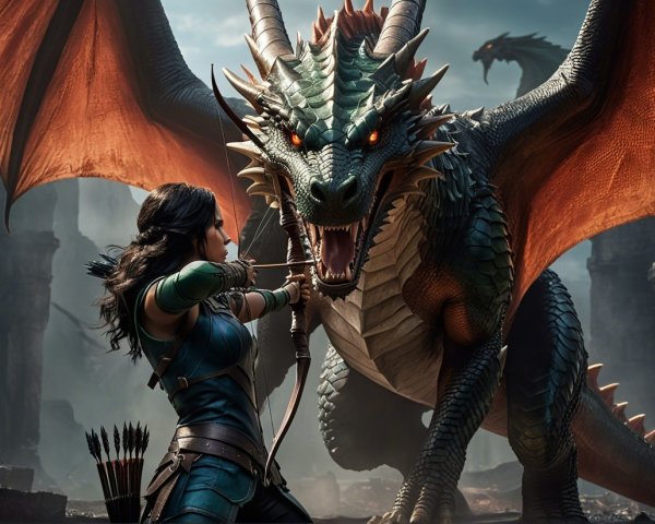 Warrior and Dragon Prepare for Epic Confrontation