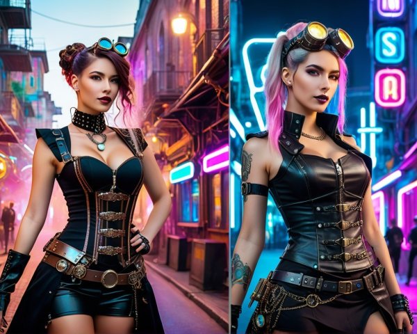 Steampunk Fashion: Stylish Woman in Urban Setting