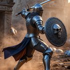 Medieval Knight in Armor with Sword and Shield