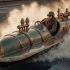 Steampunk Speedboat with Vintage Design and Pilot