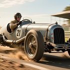 Vintage Racing Car on Track with Classic Design