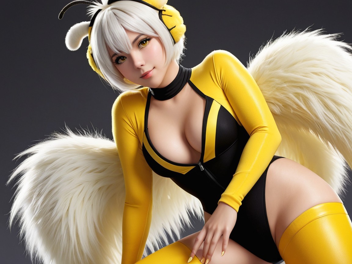 Vibrant Character in Bee-Inspired Bodysuit and Wings