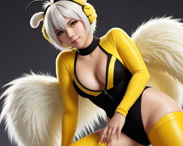 Vibrant Character in Bee-Inspired Bodysuit and Wings