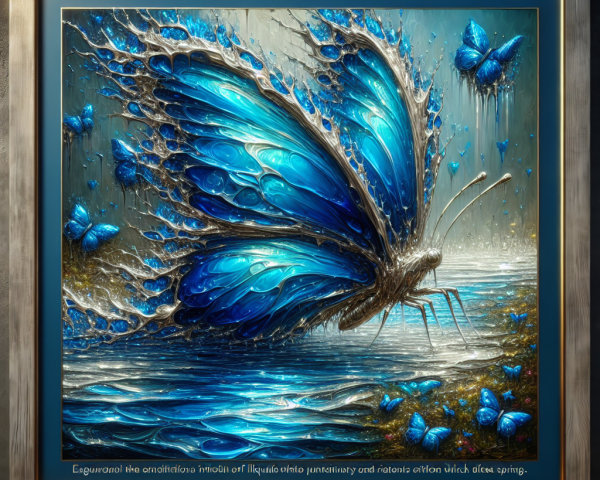 Blue Butterflies in a Surreal Natural Scene