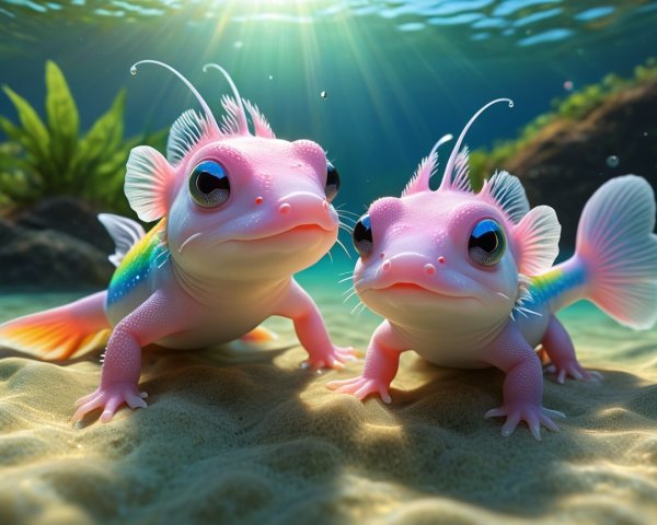 Colorful Aquatic Creatures on Sandy Ocean Floor