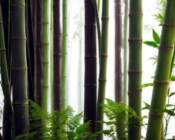 Serene Bamboo Forest Surrounded by Soft Mist
