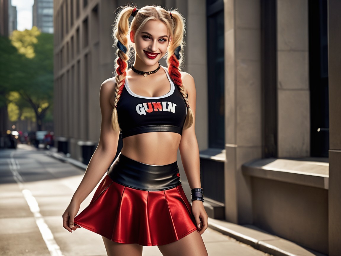 Confident Young Woman in Sporty Urban Outfit