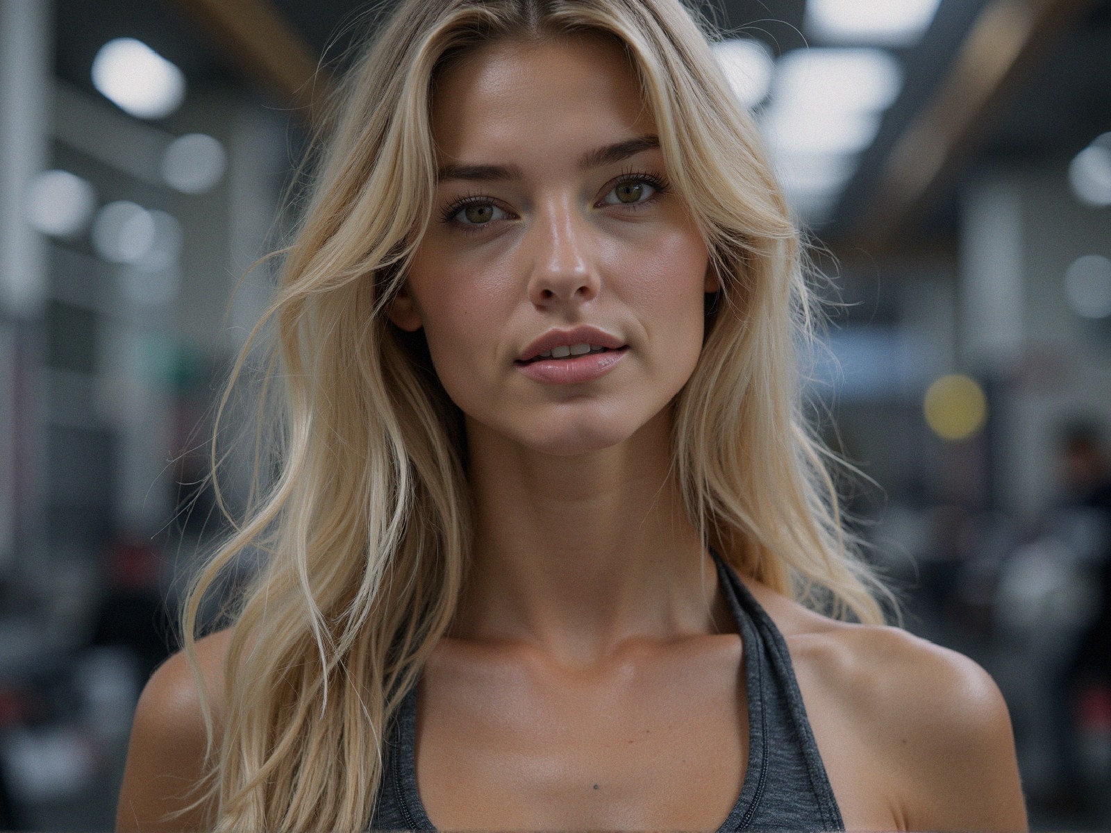 Close-Up of a Young Woman in a Fitness Setting