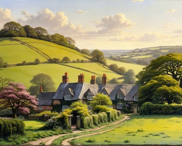 Charming Cottages in a Lush Countryside Landscape