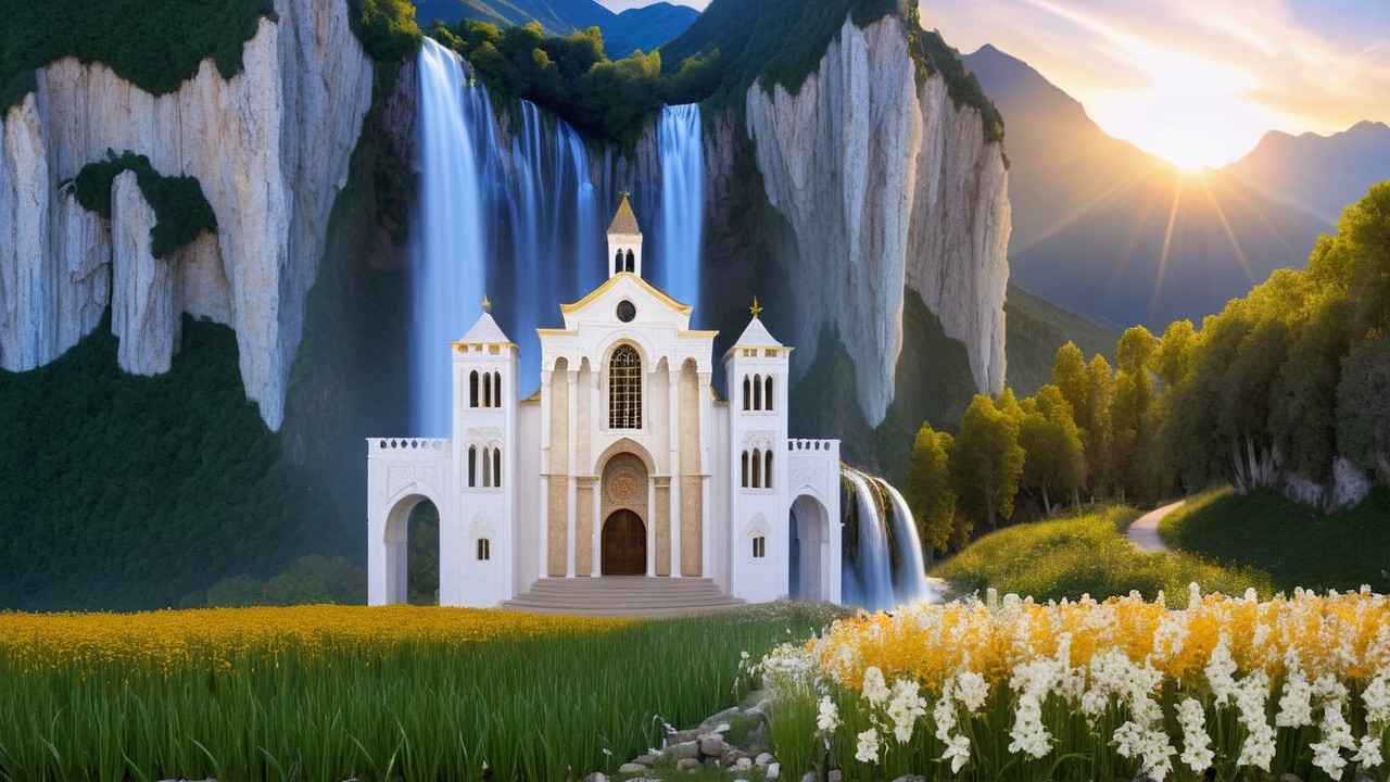 Majestic Fantasy Palace in a Lush Green Valley