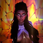 Futuristic Figure with Vibrant Fragmented Background