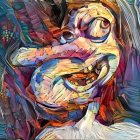 Colorful Wooden Portrait with Intricate Facial Features