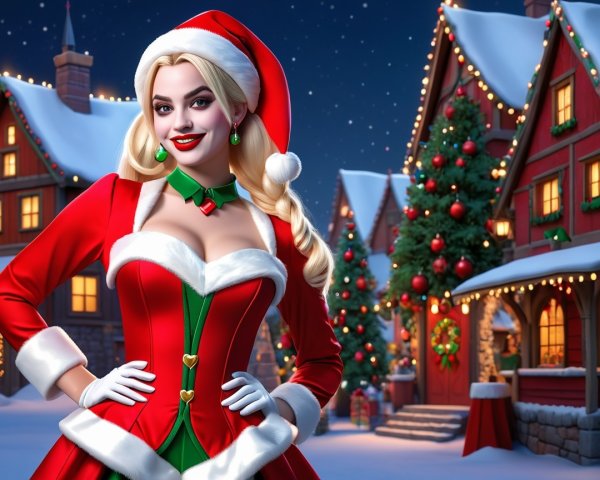 Festive Winter Scene with Cheerful Christmas Character