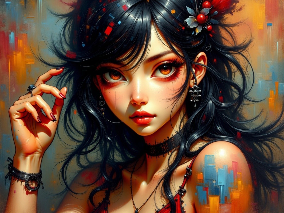 Portrait of a Confident Young Woman with Bold Features