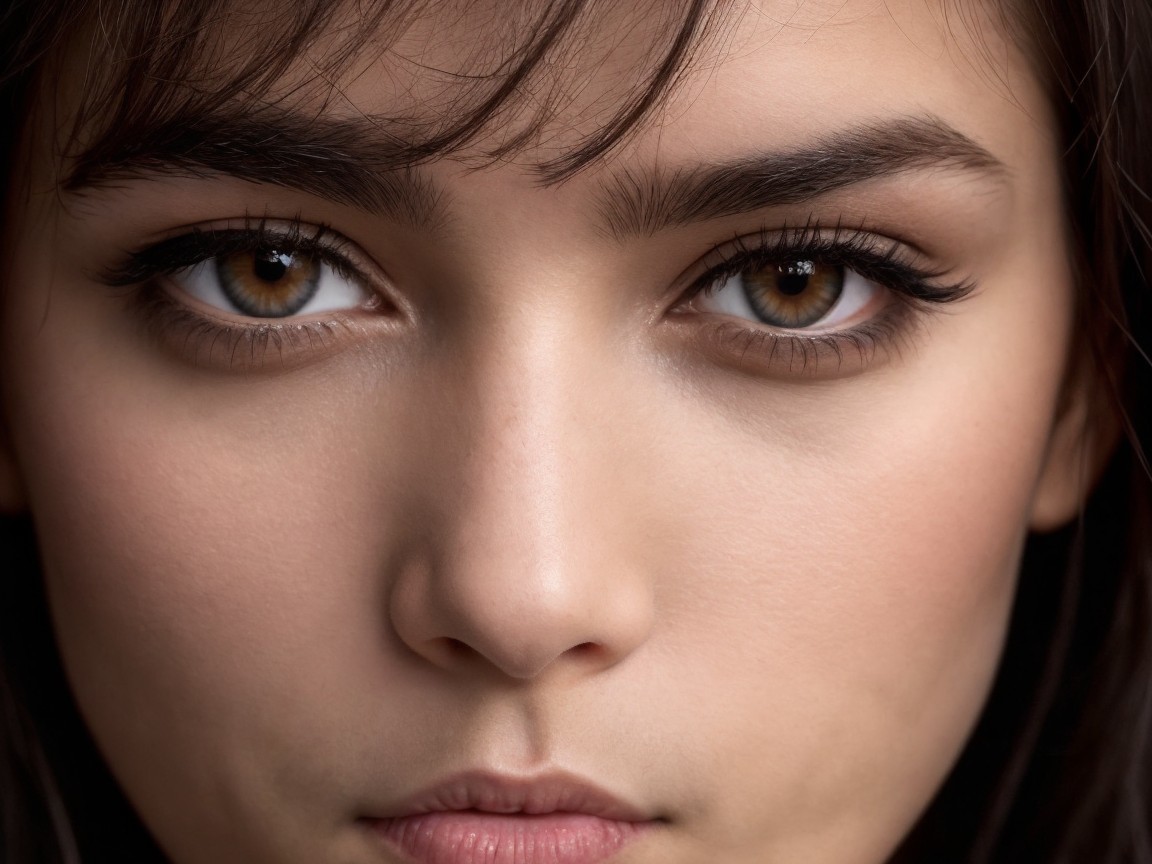 Close-Up Portrait of a Young Woman with Hazel Eyes