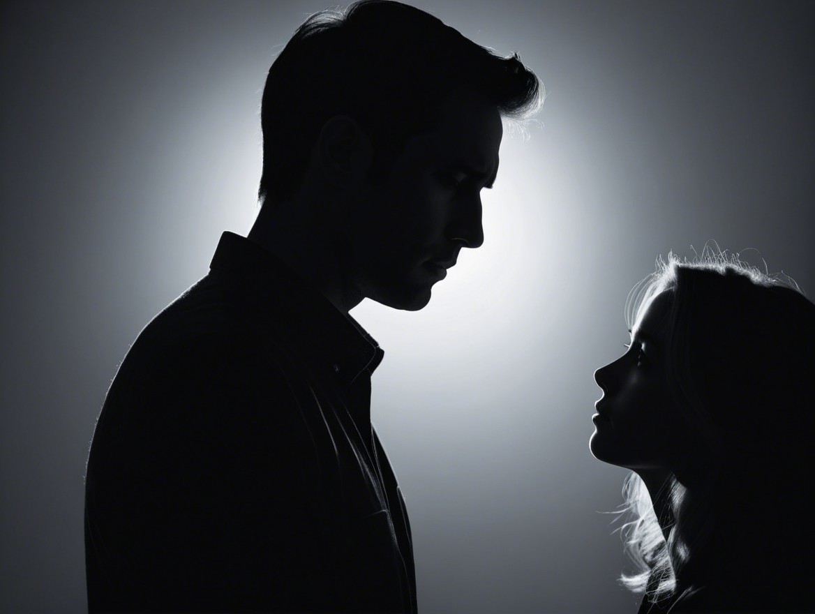Black and White Silhouette of a Couple in Profile