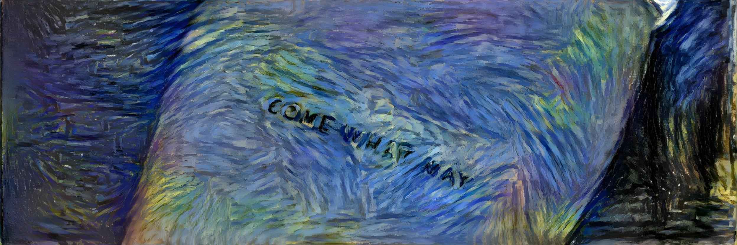 Abstract Canvas with Blue and Green Swirls and Text