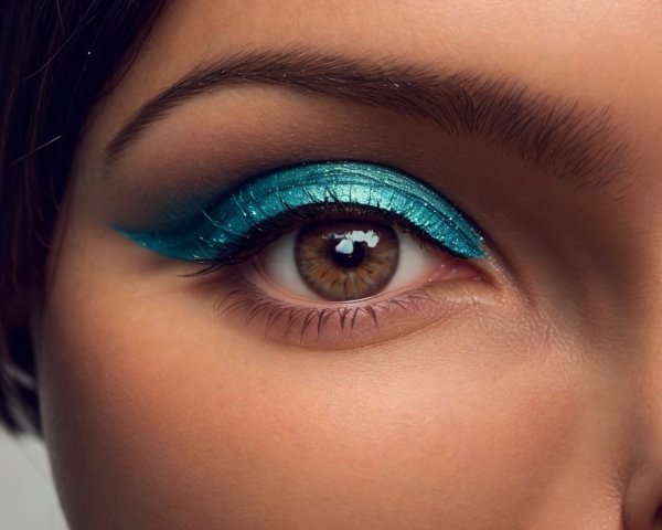 Close-up of Eye with Turquoise Winged Eyeshadow
