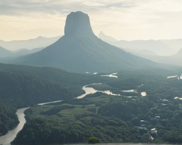 Majestic Mountains and Serene Green Valleys Landscape