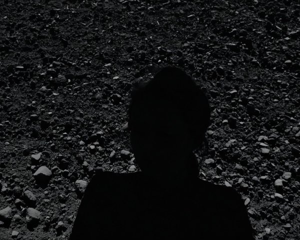 Shadowy Figure on Textured Rocky Terrain