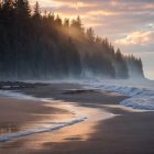 Tranquil Beach Scene at Dusk with Gentle Waves