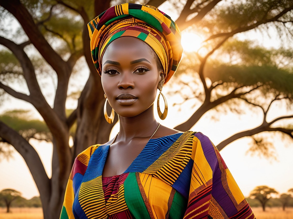 Portrait of a Woman in Colorful Traditional Outfit