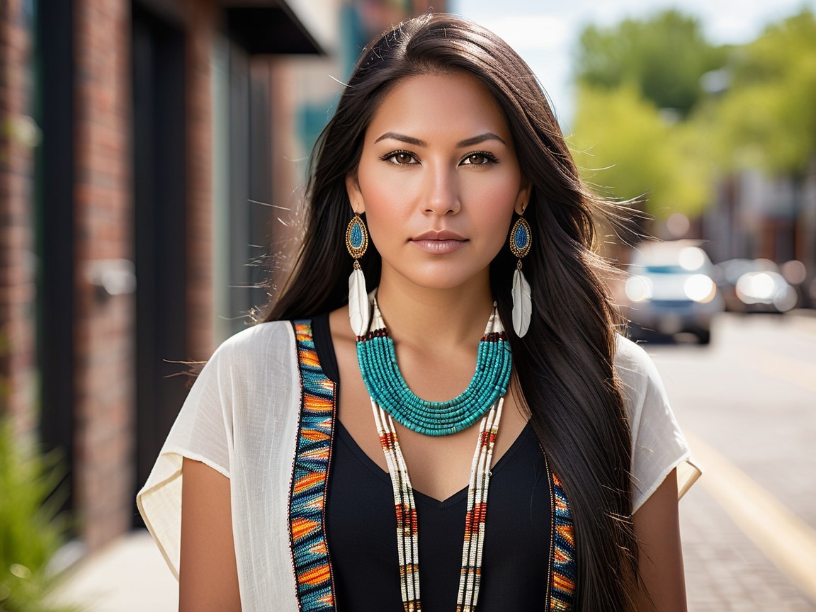 Confident Young Woman in Vibrant Cultural Outfit