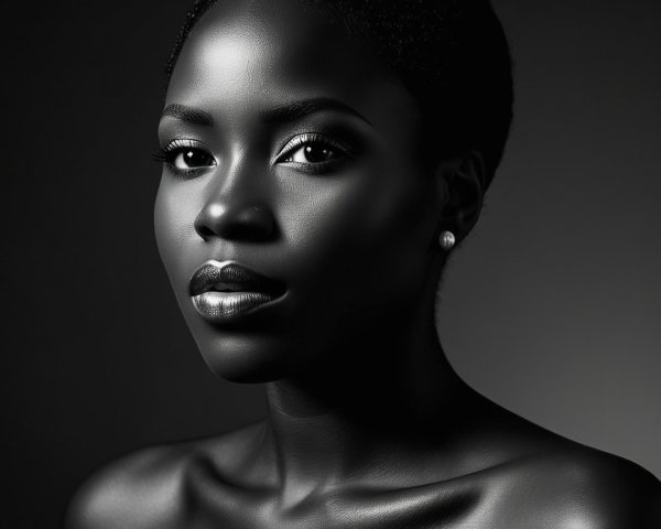 Black-and-white portrait of a young woman with short hair