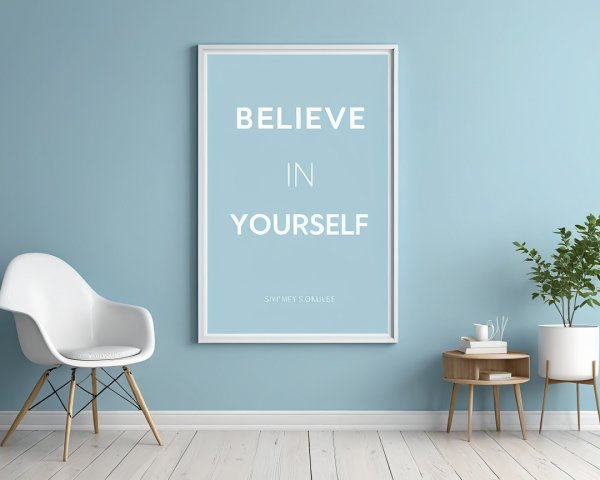 Minimalist Interior with Light Blue Wall and Decor
