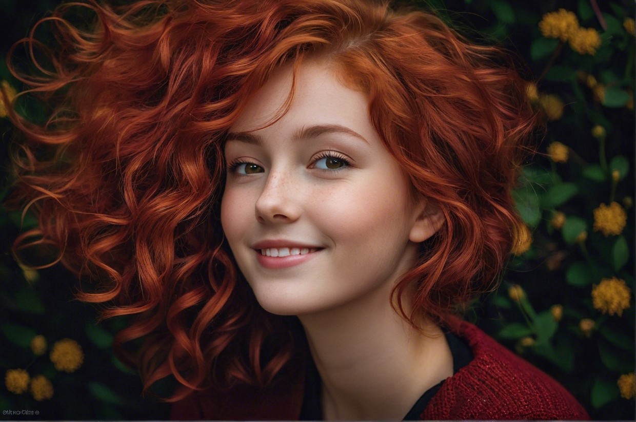 Young woman with red hair in nature setting