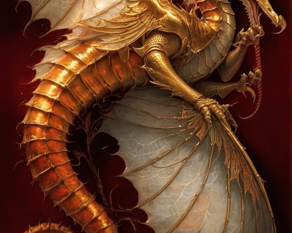Golden Dragon with Intricate Scales and Wings