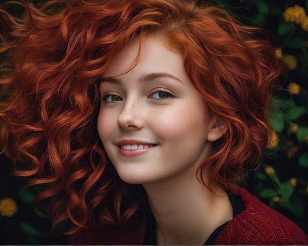 Young woman with red hair in nature setting