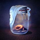 Surreal Scene of a Person in a Glass Jar