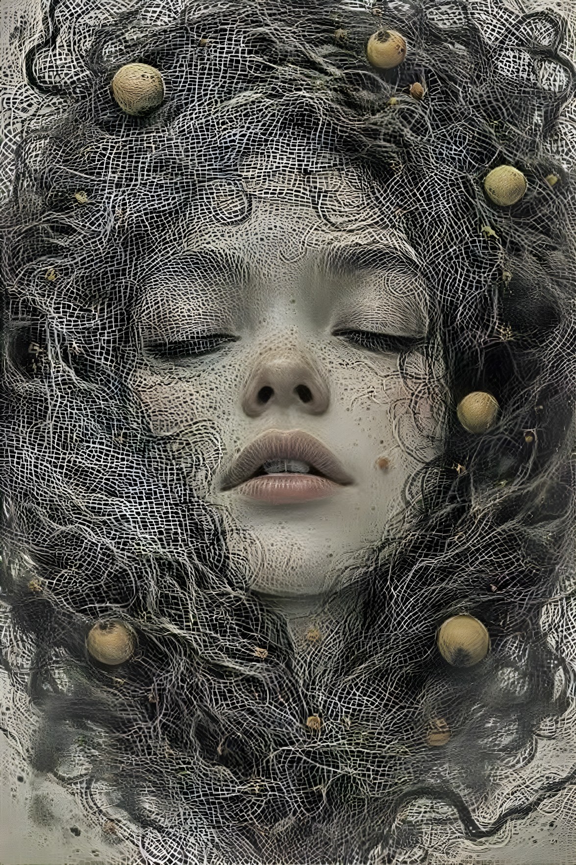 Close-up Portrait of a Young Woman with Curly Hair
