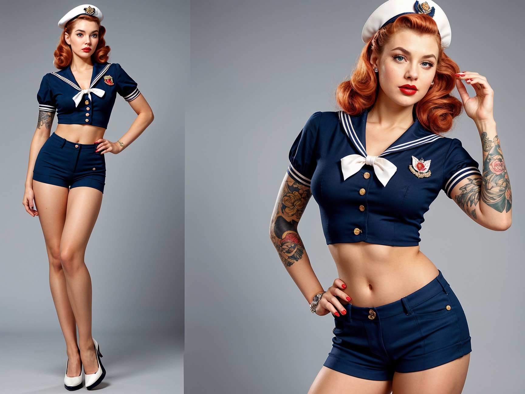Vintage Sailor Outfit with Bold Accessories and Style
