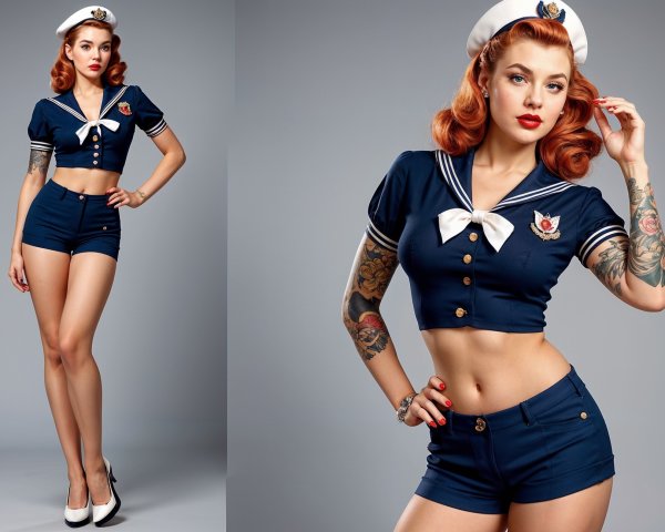 Vintage Sailor Outfit with Bold Accessories and Style