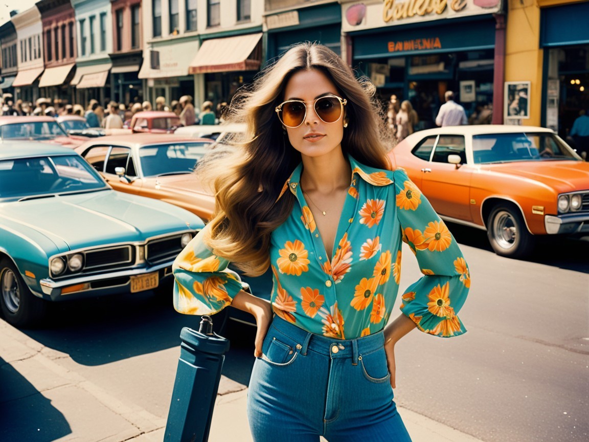Young woman in street-level close-up with confident pose