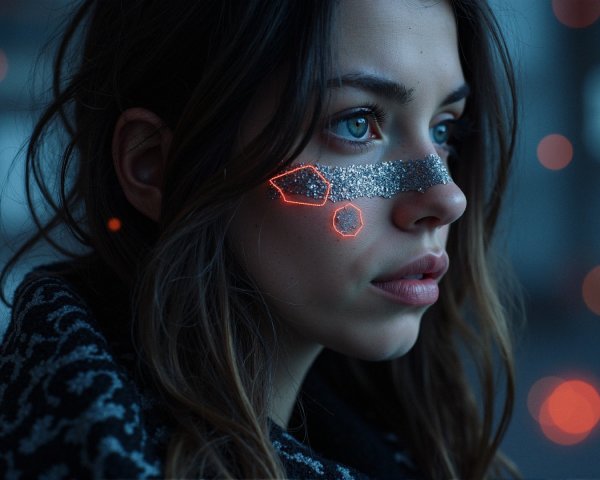 Close-Up Portrait of Woman with Glitter and Glow