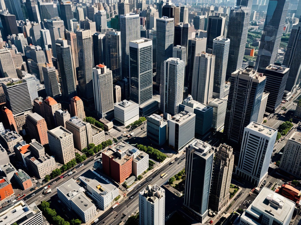 Urban Skyline with Skyscrapers and City Life Energy