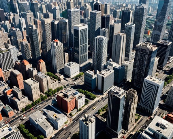 Urban Skyline with Skyscrapers and City Life Energy