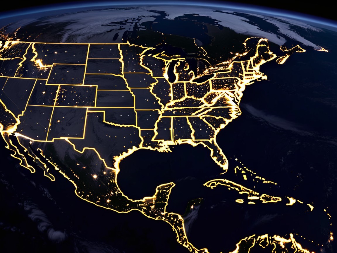 Nighttime View of the United States Illuminated