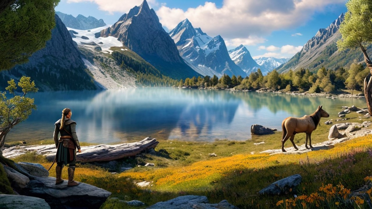 Majestic Mountain Landscape with Reflective Lake
