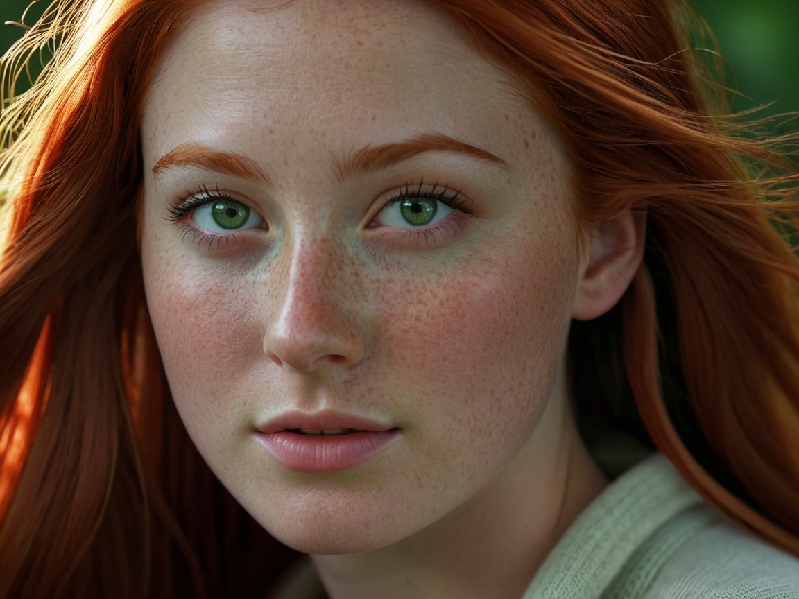Close-up Portrait of a Young Woman with Red Hair
