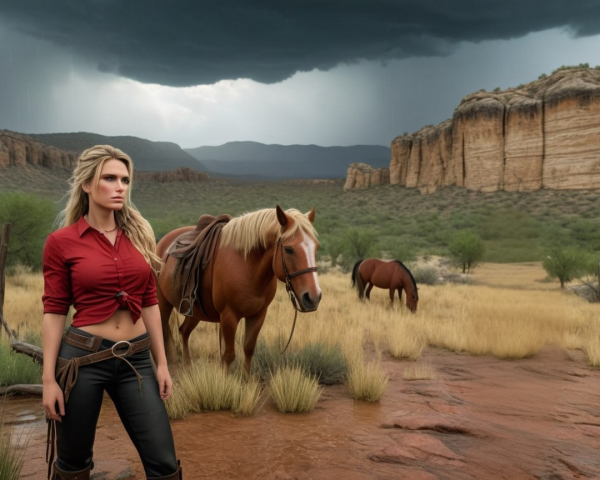 Confident Woman in Rugged American West Landscape